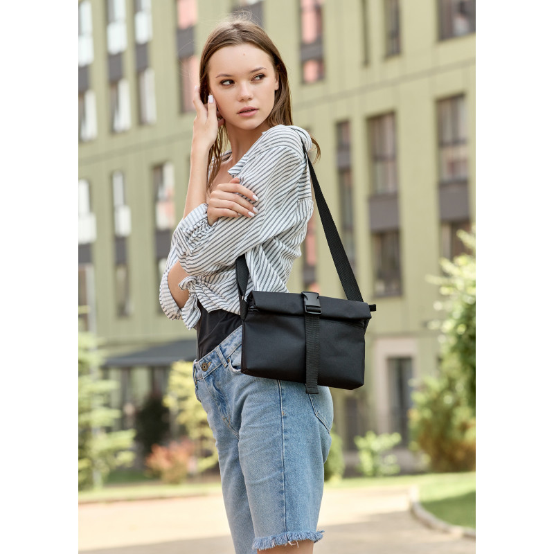 

Женская сумка через плечо мессенджер Sambag MZH черный тканевый