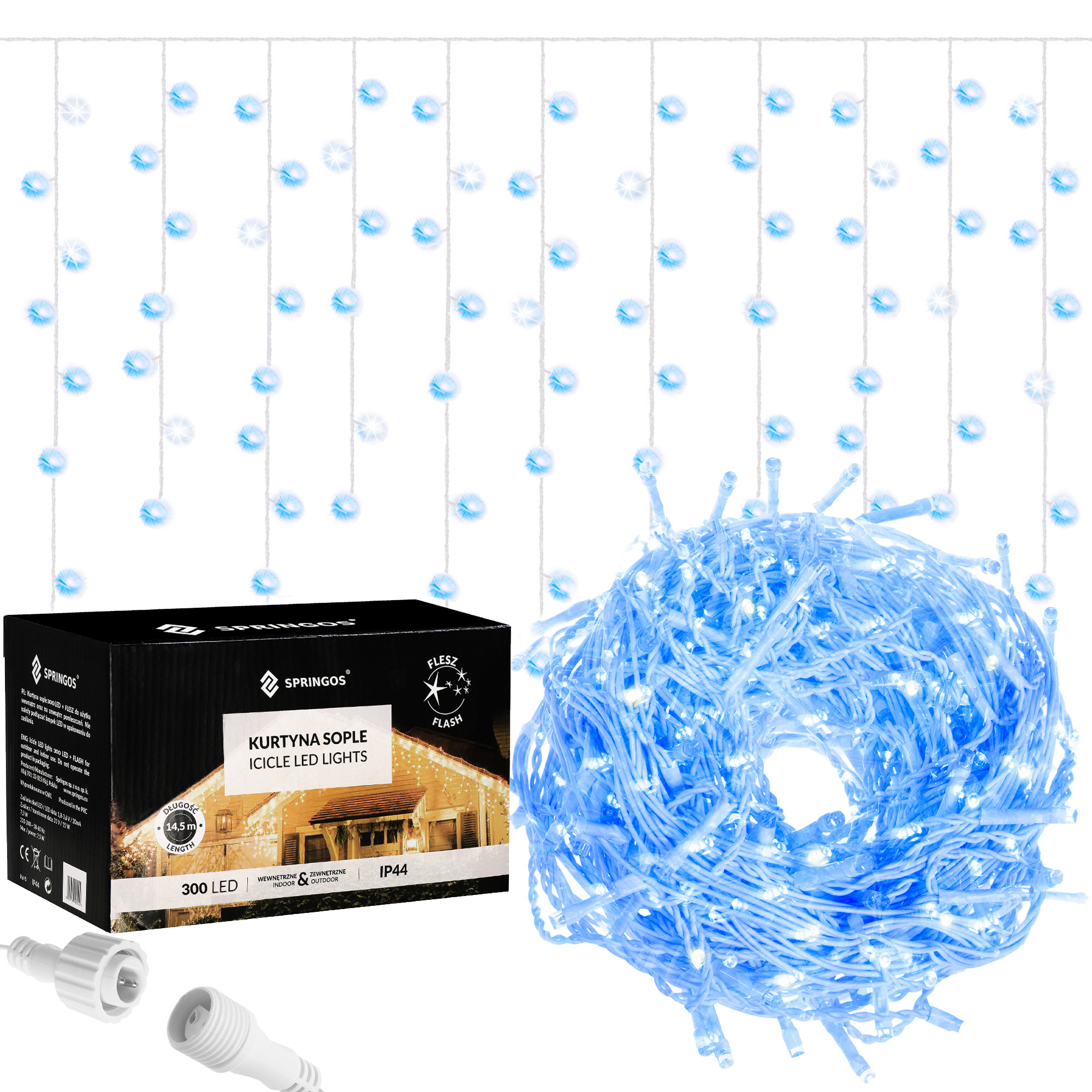 

Гирлянда бахрома уличная (наружная) Springos 12 м 300 LED + Flash CL0318 Blue