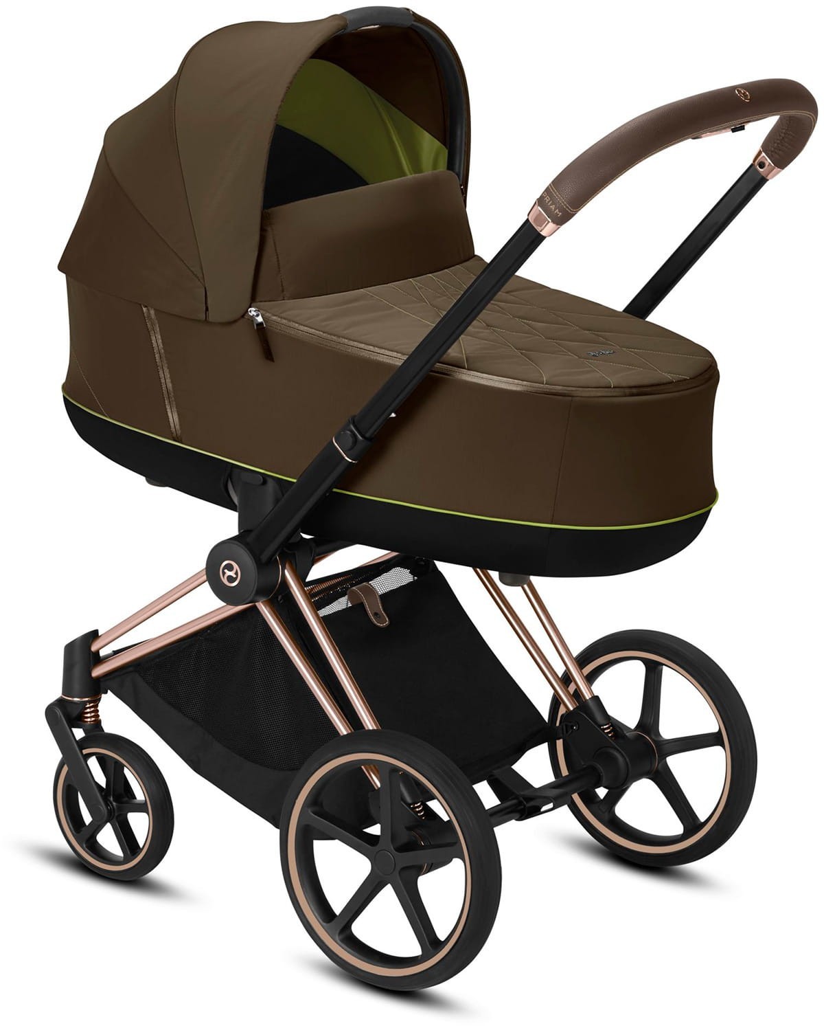

Коляска для новорожденных Cybex e-Priam Khaki Green шасси Rose Gold