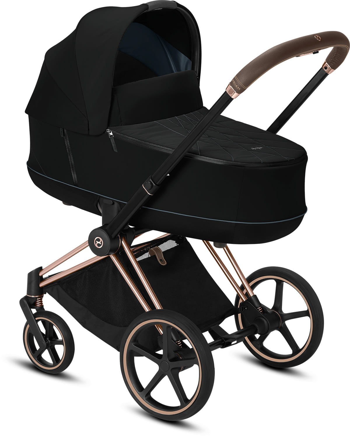 

Коляска для новорожденных Cybex e-Priam Deep Black шасси Rose Gold