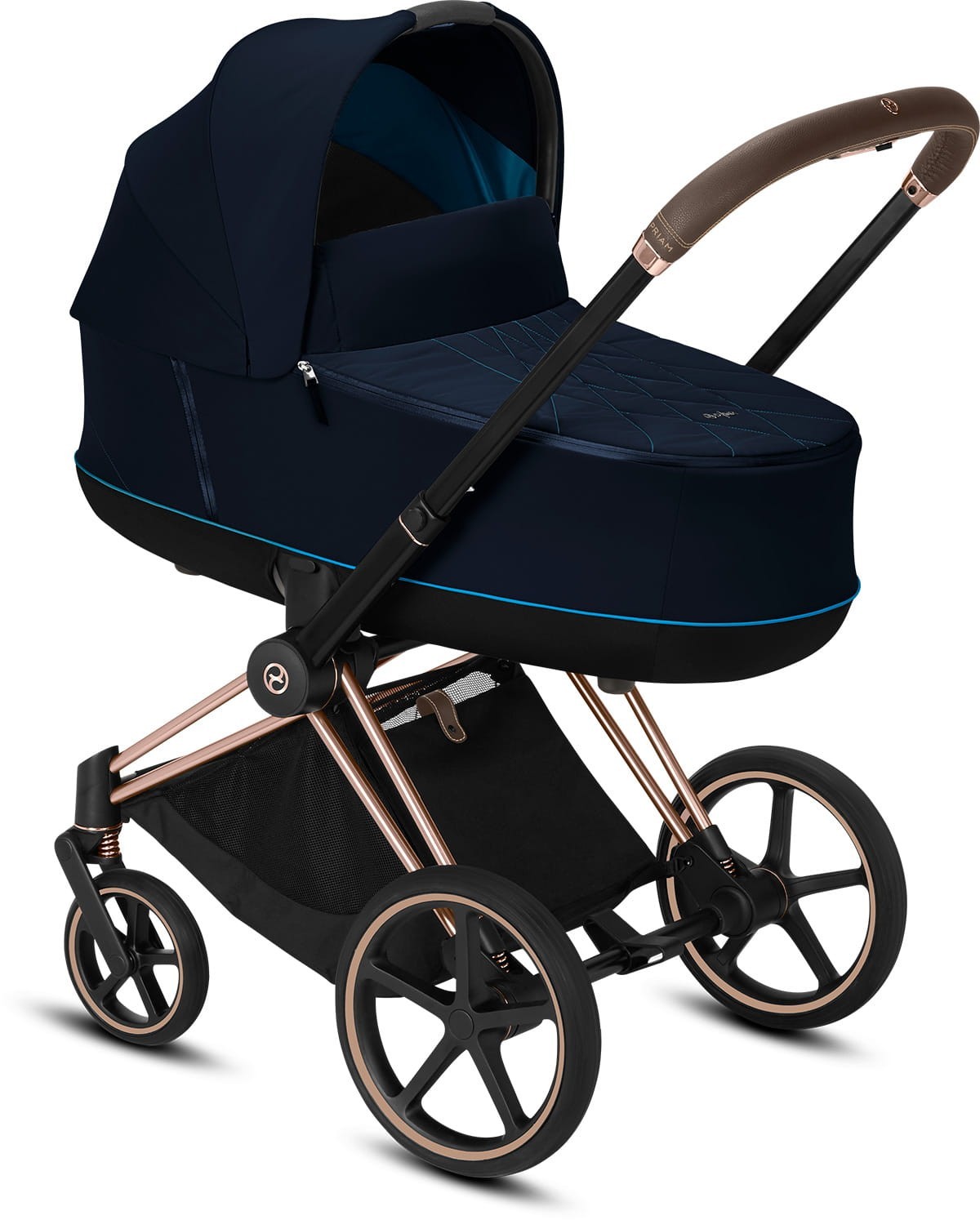 

Коляска для новорожденных Cybex e-Priam Nautical Blue шасси Rose Gold