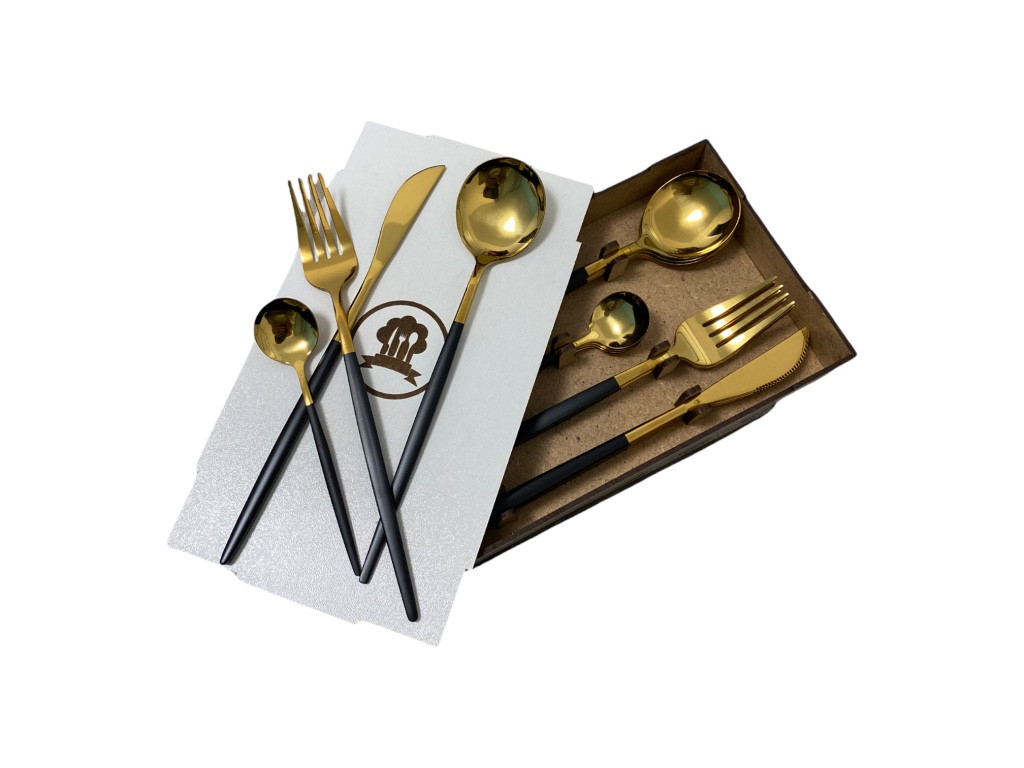 

Набор столовых приборов Kitchen на 6 персон Золотистый с черным