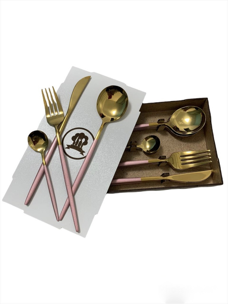 

Набор столовых приборов Kitchen на 4 персоны Золотистый с розовым