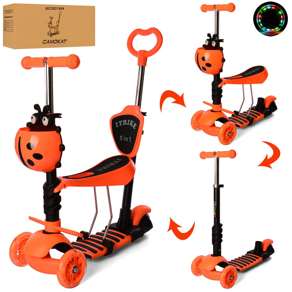 

Детский трехколесный самокат iTrike JR 3-026-OR, MAXI, 5 в 1