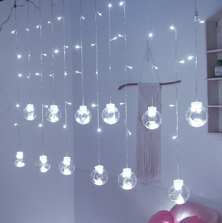 

Гирлянда штора 400LED RD-9013 20 шариков 8 см, ширина 6m,220v, Цвет ламп-Белый