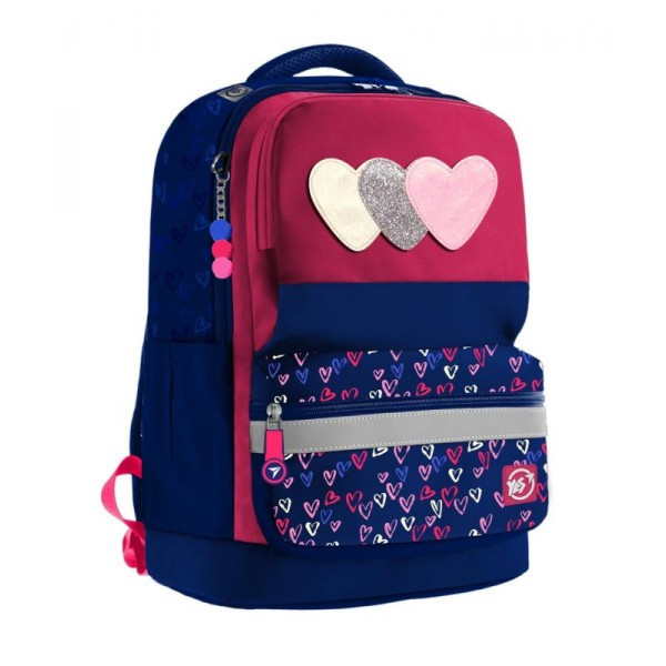 

Рюкзак школьный Yes Juno Heart beat 558211 17,5 л синий с розовым