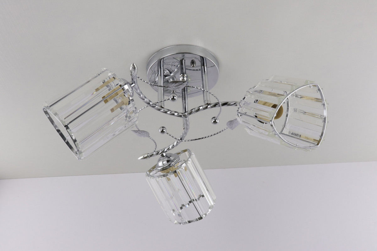 

Люстра потолочная на 3 лампочки 9364C/3-ch Хром 25х48х48 см.