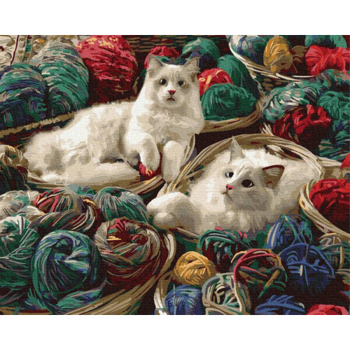 

Картина за номерами. Brushme Котики в клубках 40х50 (GX31682)