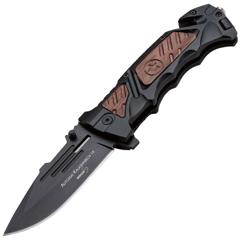 

Нож складной Boker Plus AK-14, деревянная накладка Черный-Коричневый