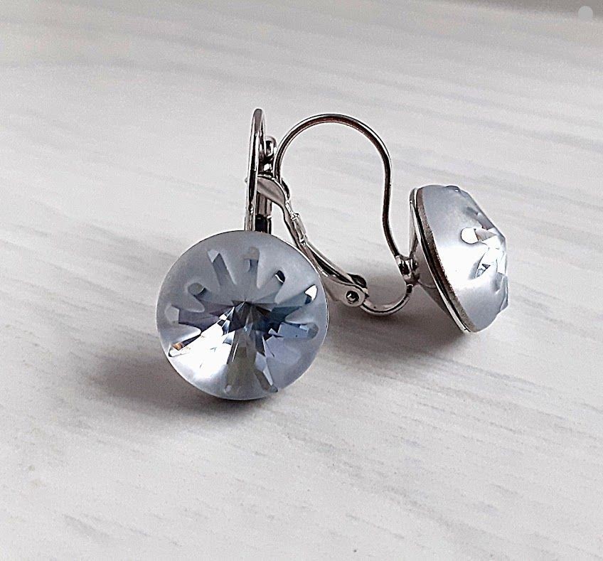 

Серьги Hand Made родированные с камнями Swarovski Морской Ёж