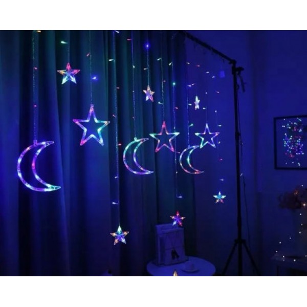 

Светодиодная гирлянда штора Звезды и месяц Multi color CC18018-A