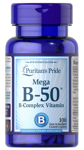 

Комплекс витаминов группы Б Puritan's Pride Mega B-50 B-Complex Vitamin 100 таблеток