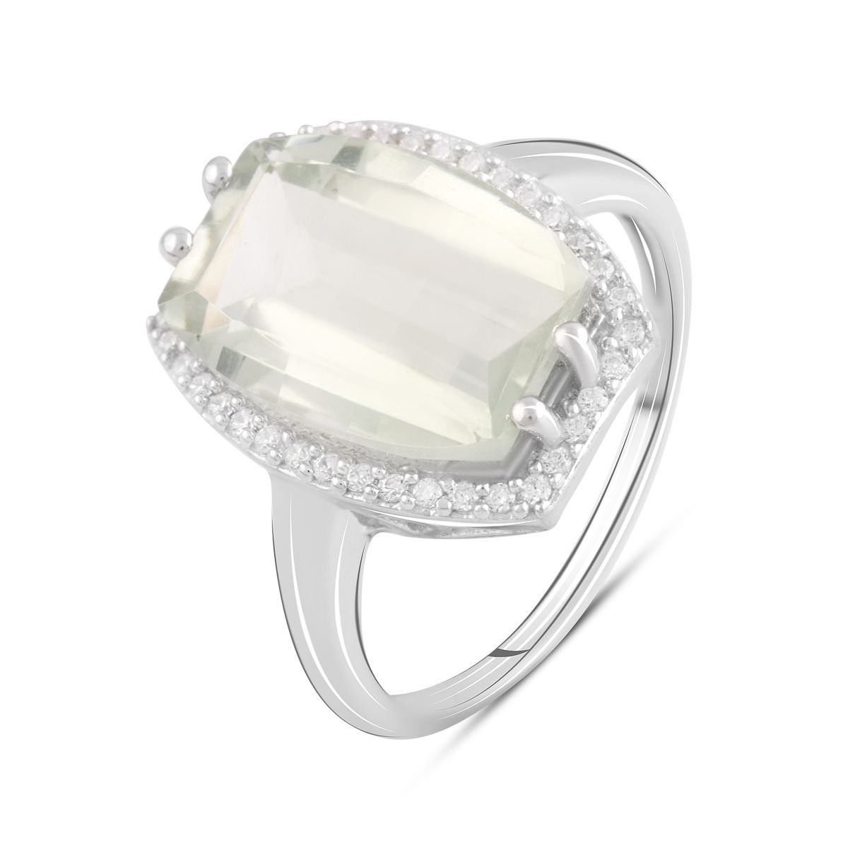 

Серебряное кольцо jill с натуральным зеленим аметистом 6.1ct 17 размер