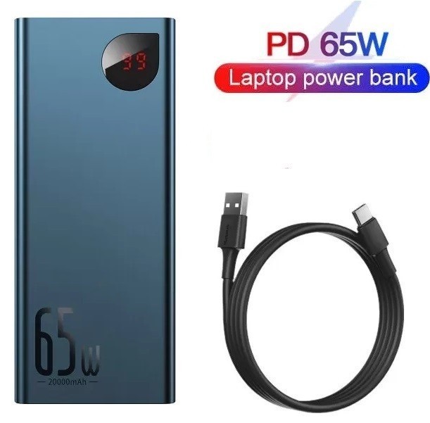 

Павербанк Baseus 65W Quick Charge 20000mAh|2USB/1Type-C, 6A, 65W|для MacBook/iPad/iPhone/ Xiaomi/ Samsung/Huawei blue