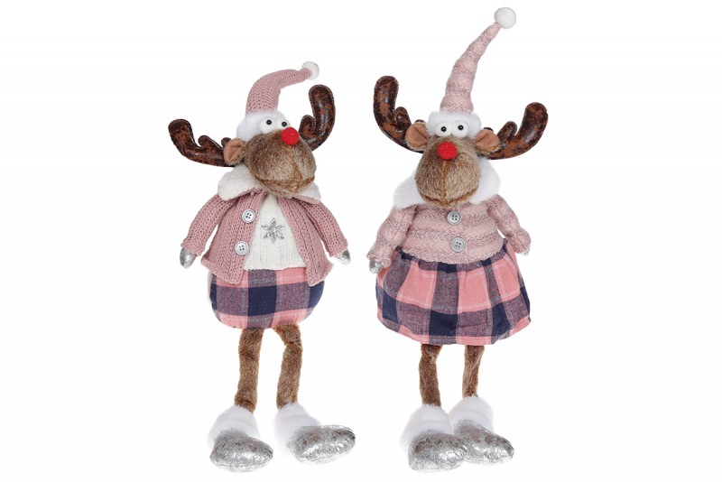 

Мягкая новогодняя игрушка Bon Олени, 62см, 2 шт, цвет - розовый 746989 (IR06369)
