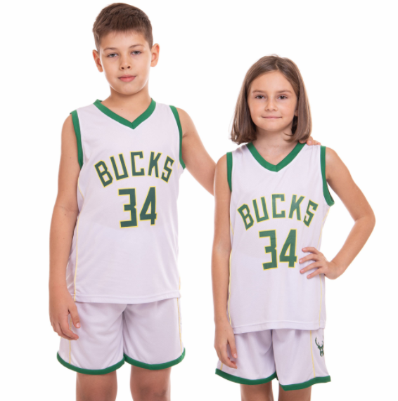 

Форма баскетбольная детская NBA BUCKS 34 SP-Sport 3582 L (10-13 лет) Бело-зеленая (IN07653)