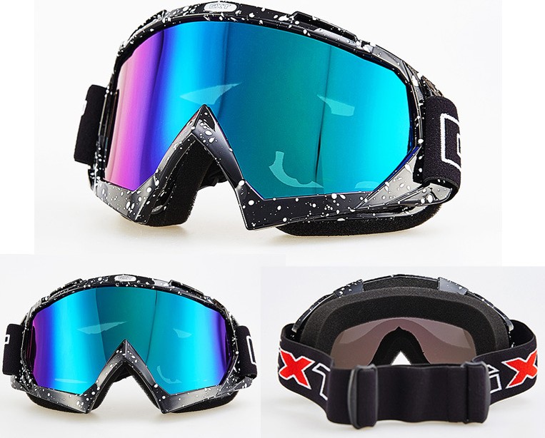 

Маска лыжная GXT/ Горнолыжные очки защита UV400 хамелеон стекло, черная с белыми вкраплениями оправа (633255791)