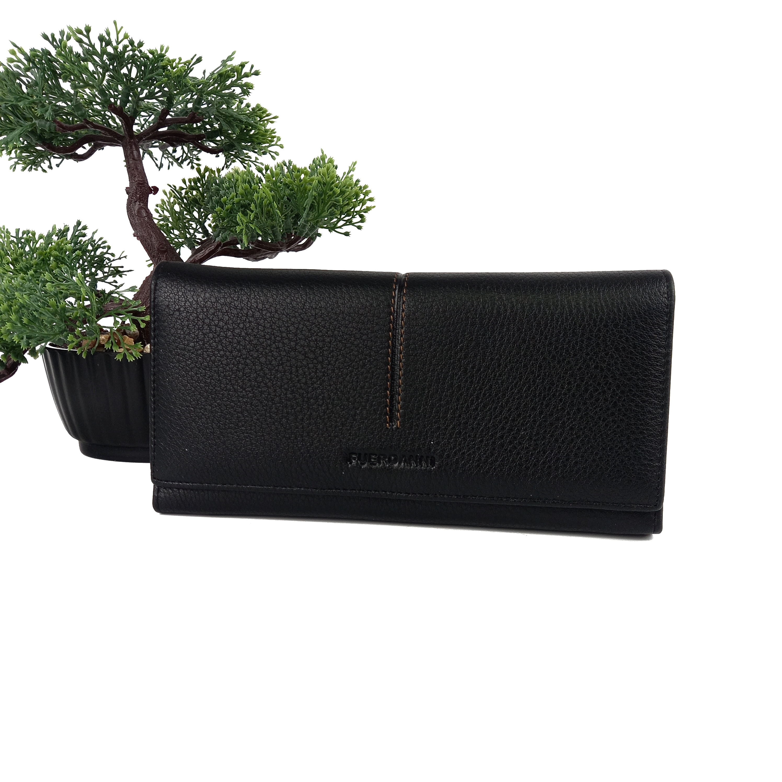 

Кошелек на кнопке женский кожа Fuerdanni черный F-3366-5D black