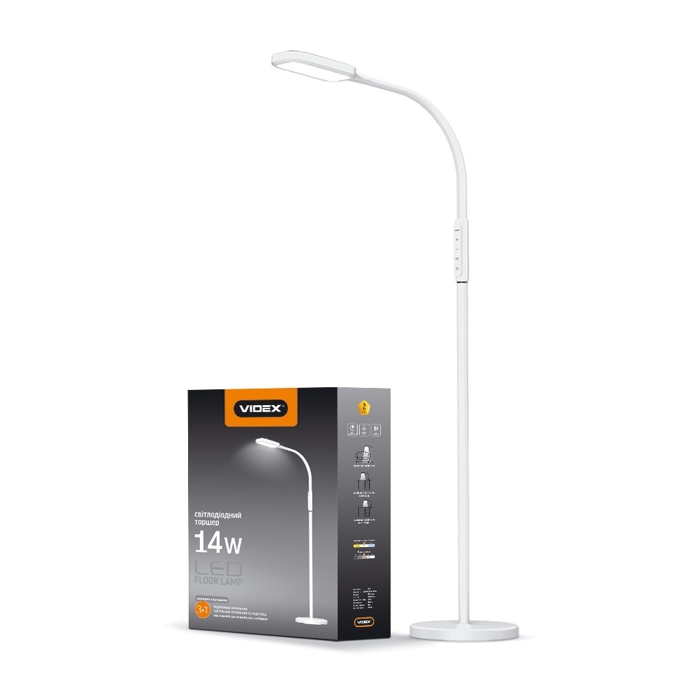 

LED торшер білий VIDEX TF07W 14W 3000-5500K