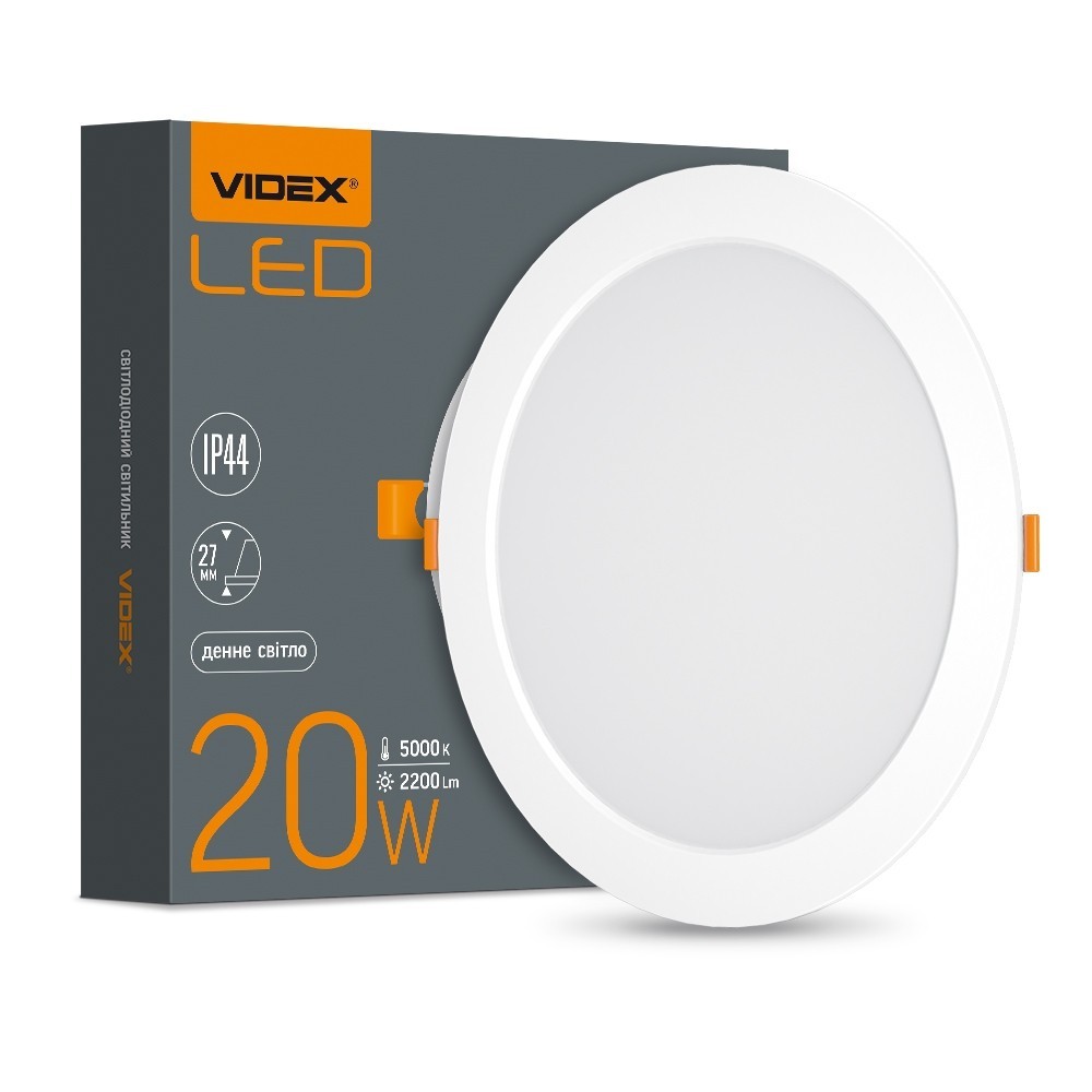 

LED світильник Back вбудований круглий VIDEX 20W 5000K