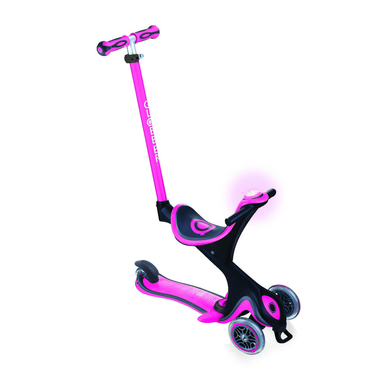 

Самокат Globber серии Go Up Comfort Play 5 в 1 розовый, до 20/50 кг 1+ (463-110-2)