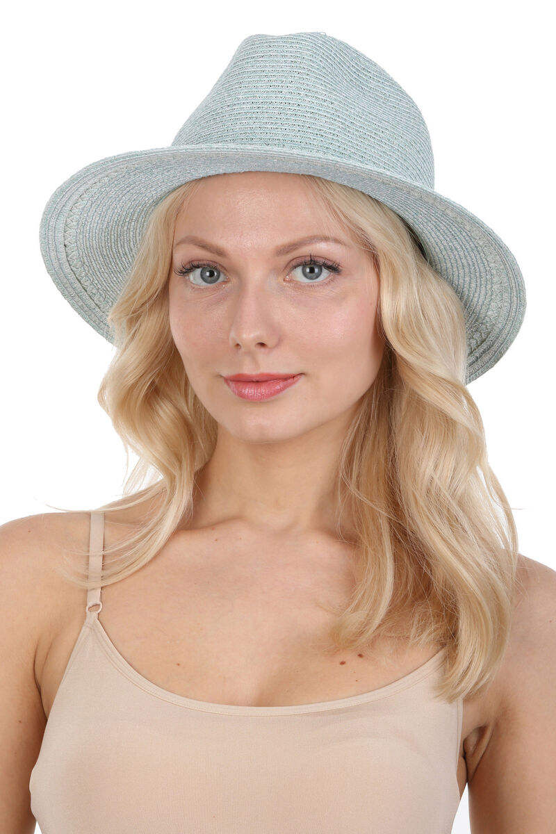 

Шляпа мягкая федора голубая 55см Seeberger