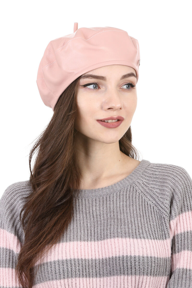 

Берет из кожи нежно-розовый LF Label