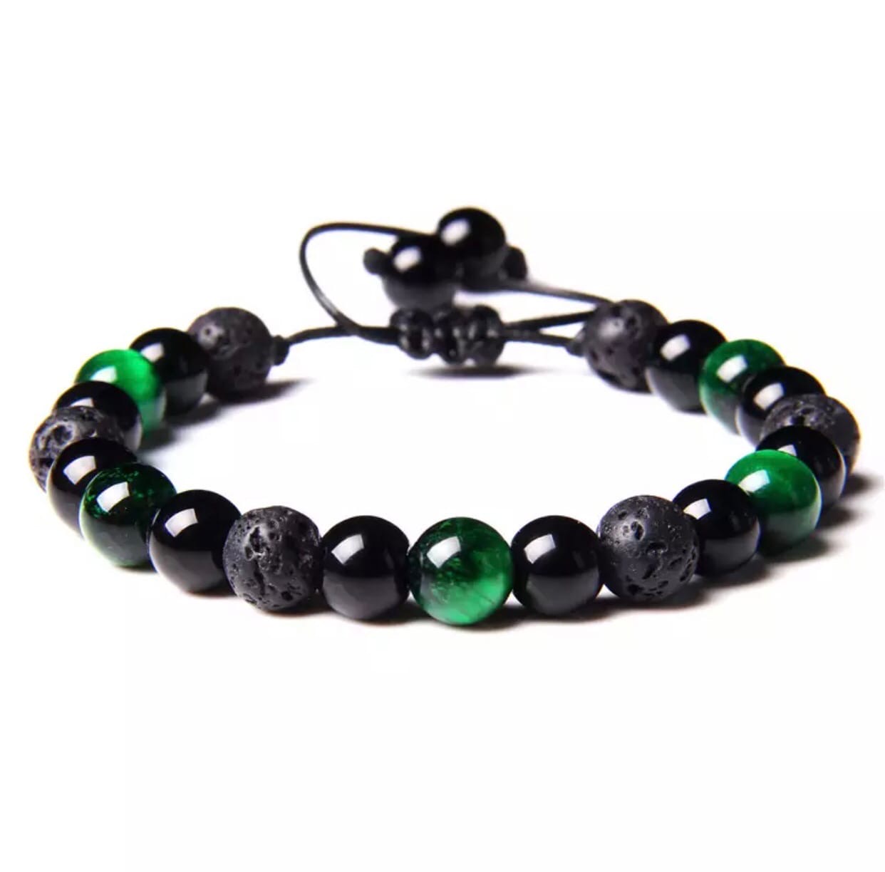

Браслет из лавового камня, тигрового глаза и агата Green Universal
