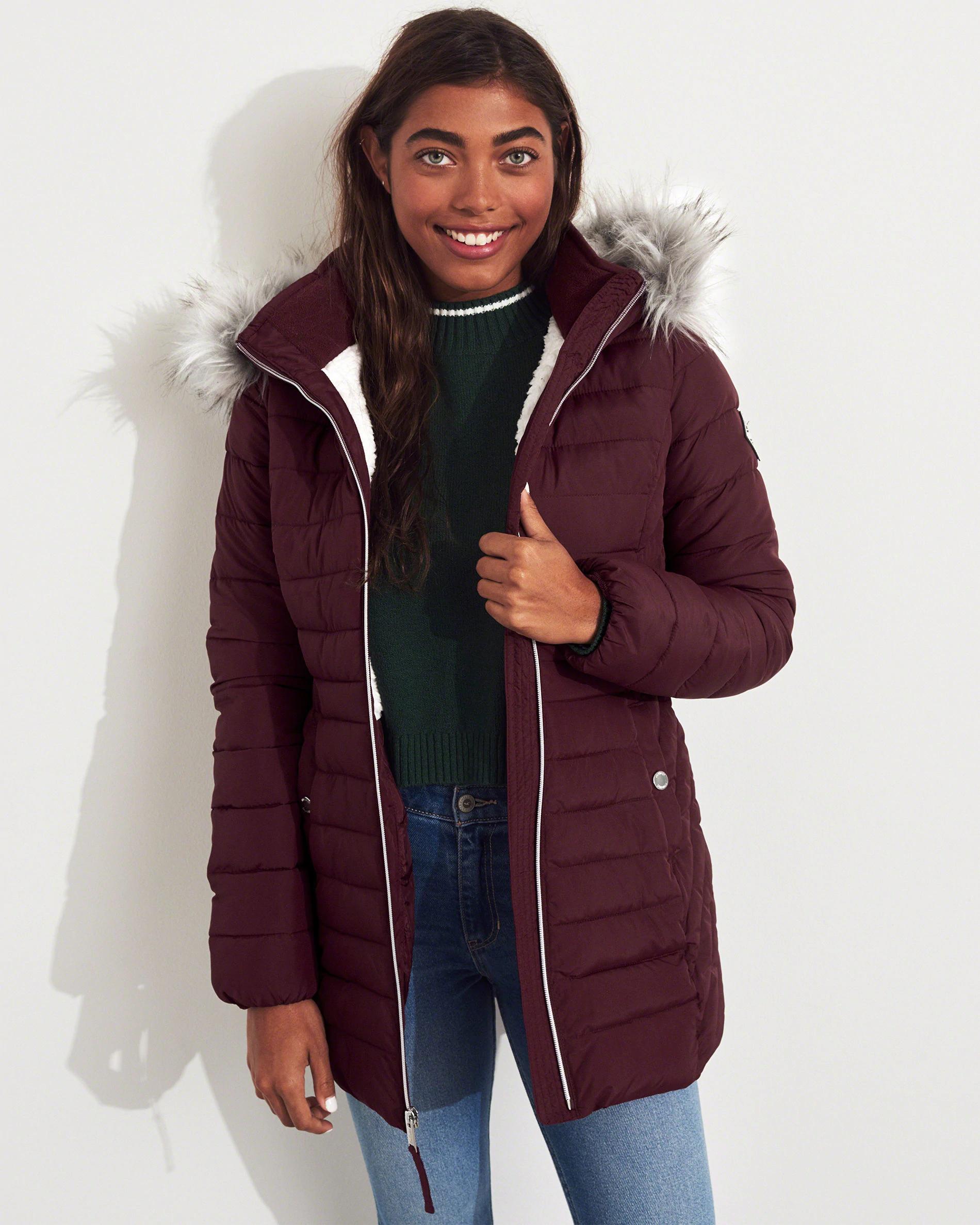 

Пуховик женский - зимний пуховик Hollister HC6306W  10006 Бордовый, Пуховик женский - зимний пуховик Hollister HC6306W M 10006 Бордовый