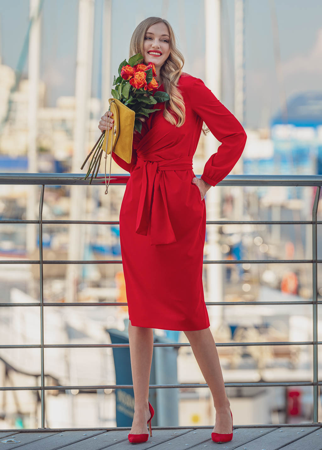 

Нарядное платье с поясом ENME 03283-175  Красный, Нарядное платье с поясом ENME 03283-175 L Красный