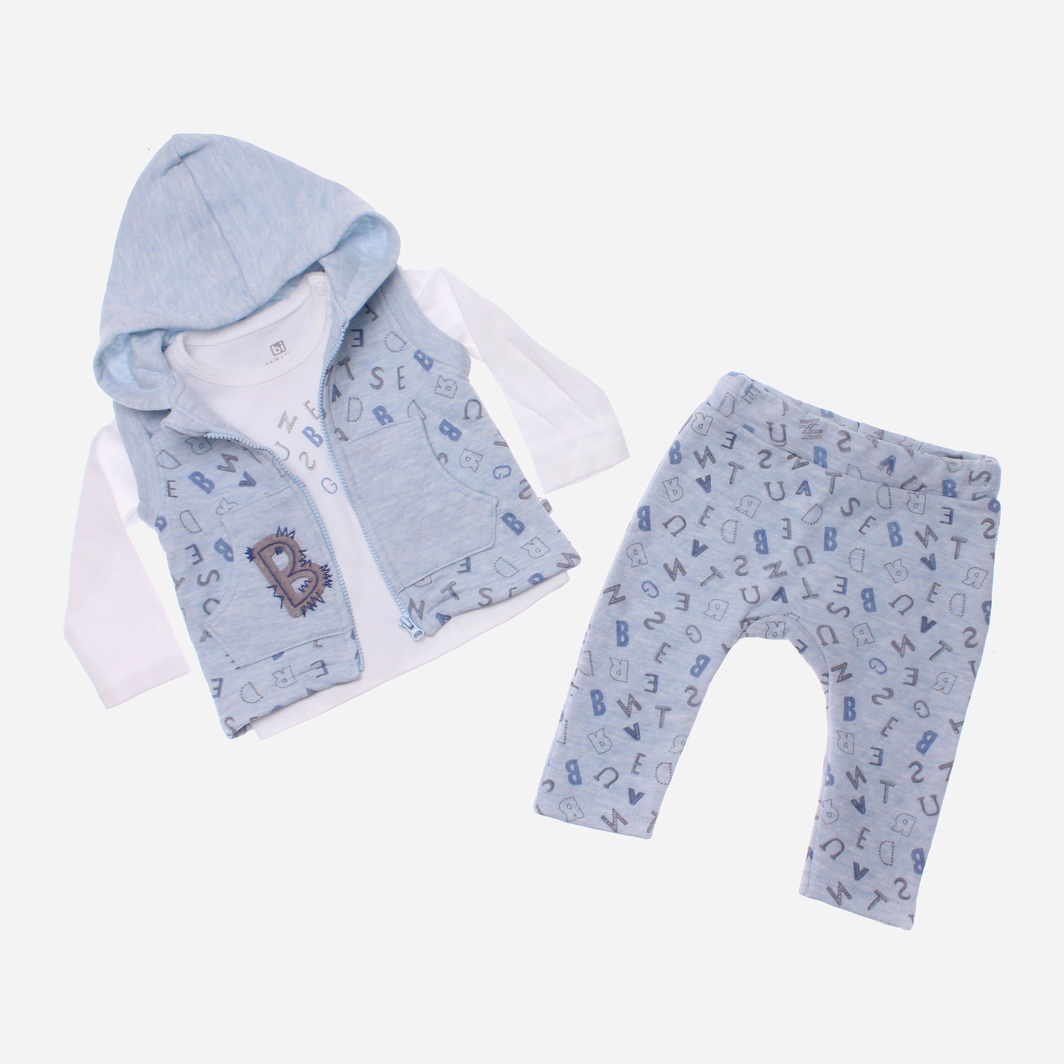 

Комплект (жилет + футболка с длинными рукавами + брюки) Bibaby 73150 80 см Голубой
