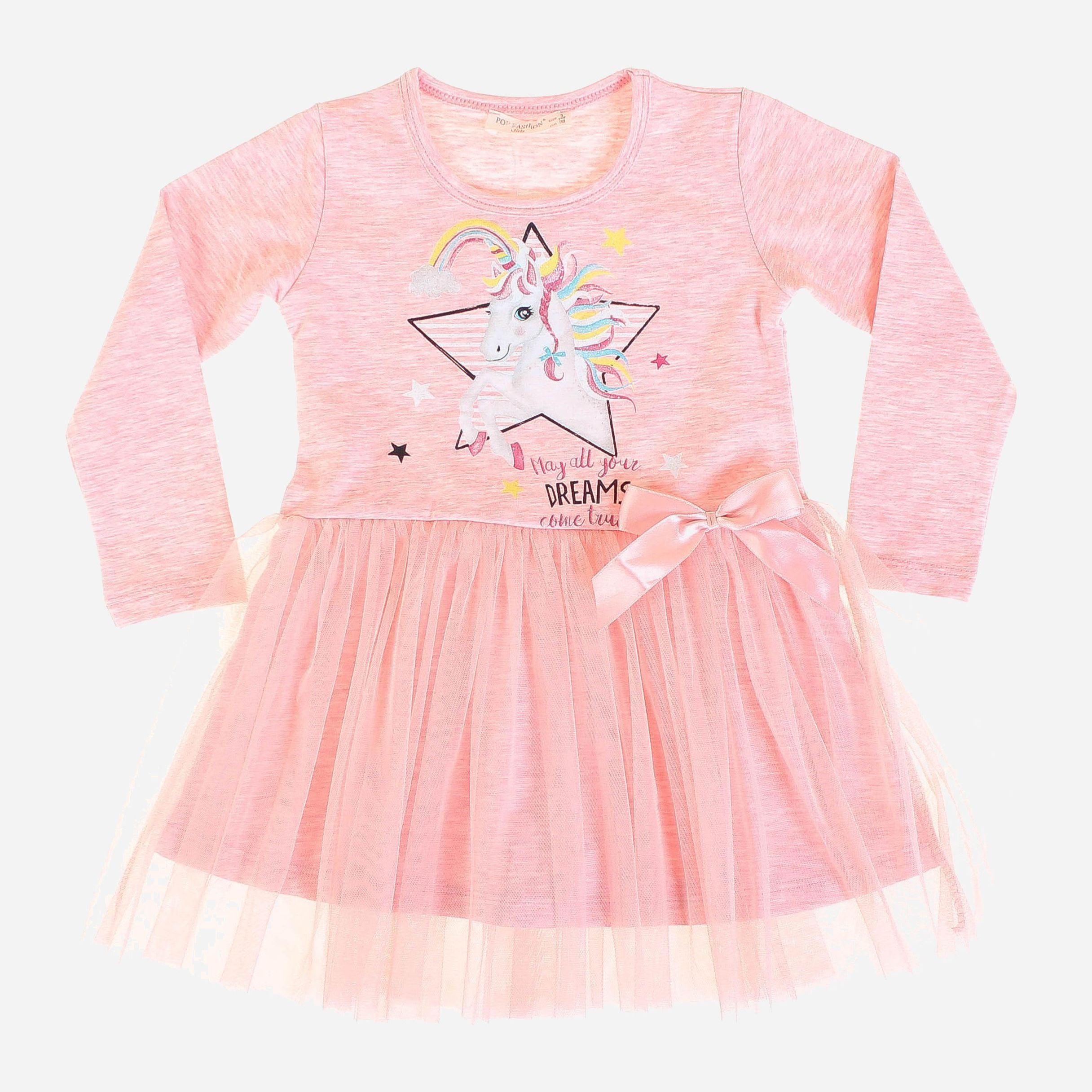 

Платье с длинными рукавами Pop Fashion 6738 104 см Персиковый/Меланжевый