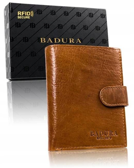 

Мужской кожаный кошелек Badura с RFID 13 х 9,5 х 2,5 - светло-коричневый.