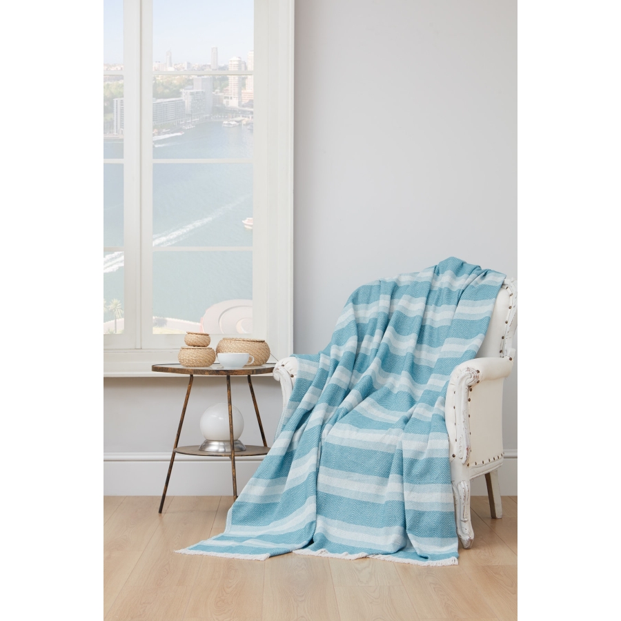 

Современный плед-накидка Denizli Kareli Eponj Home 190х220 см Бирюзовый