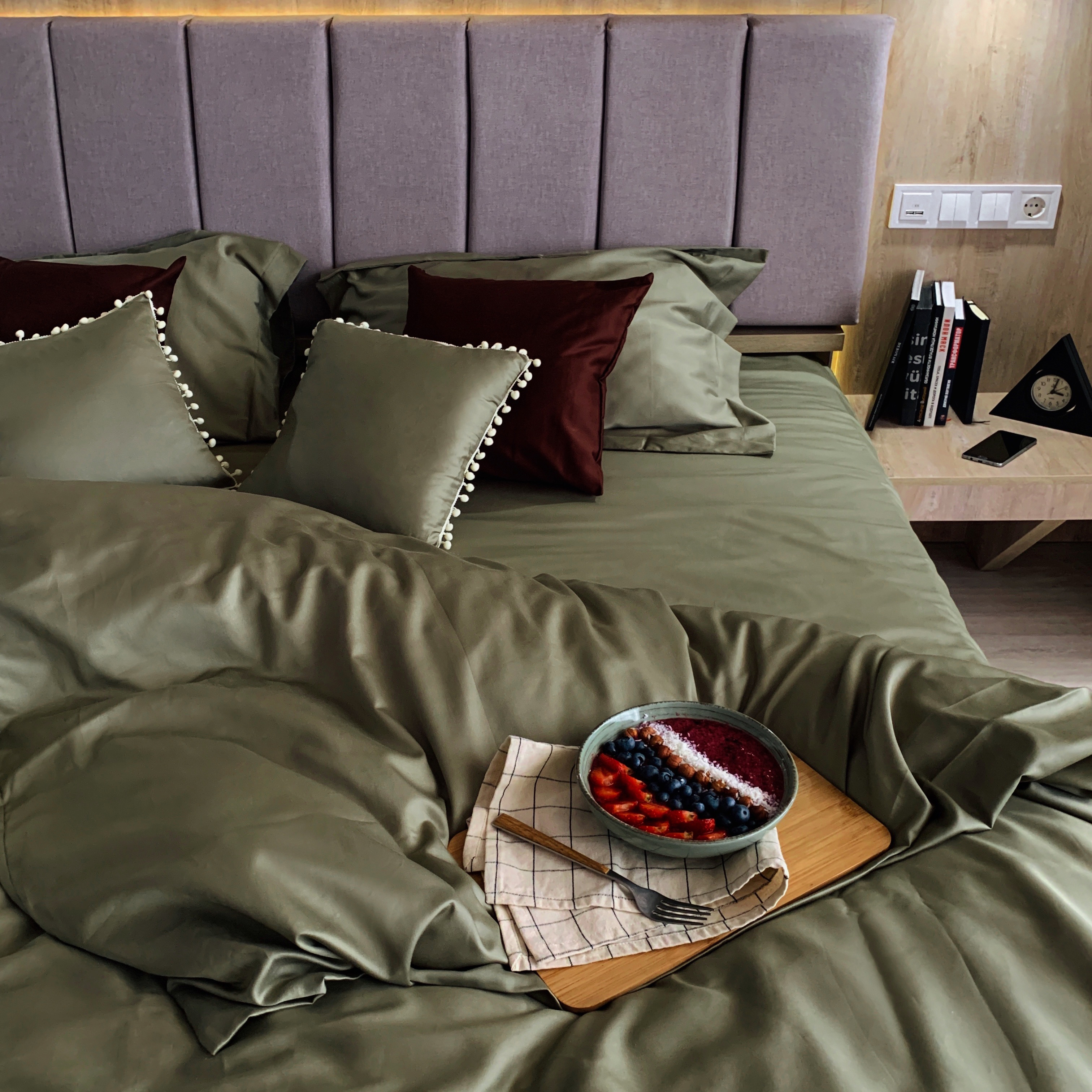 

Комплект постельного белья Двуспальный 175x215 "Хлопковые Традиции", Сатин, SE16 Оливковый В подарочной упаковке