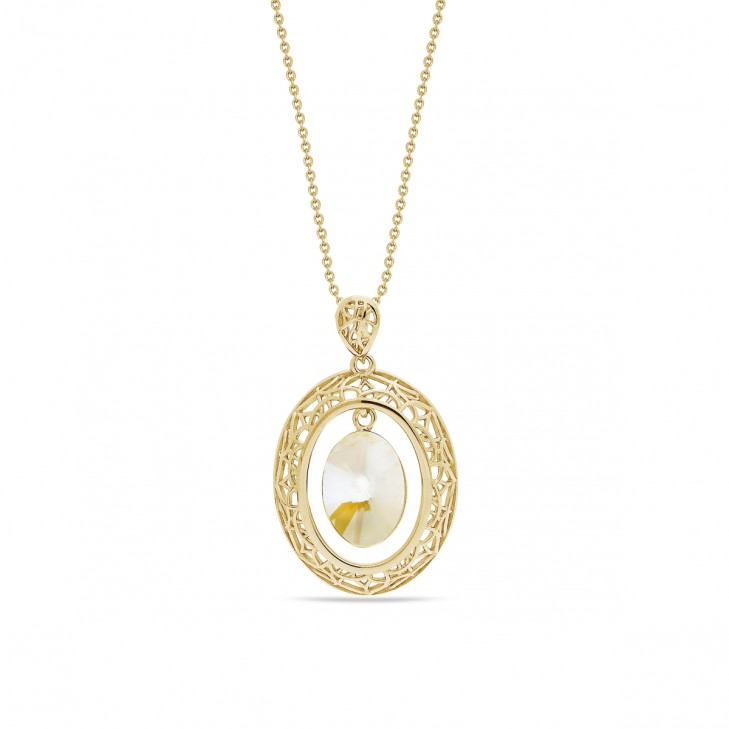 

Серебряный кулон c цепочкой SPARK Ajour Oval со Swarovski модели NAG412214LGD