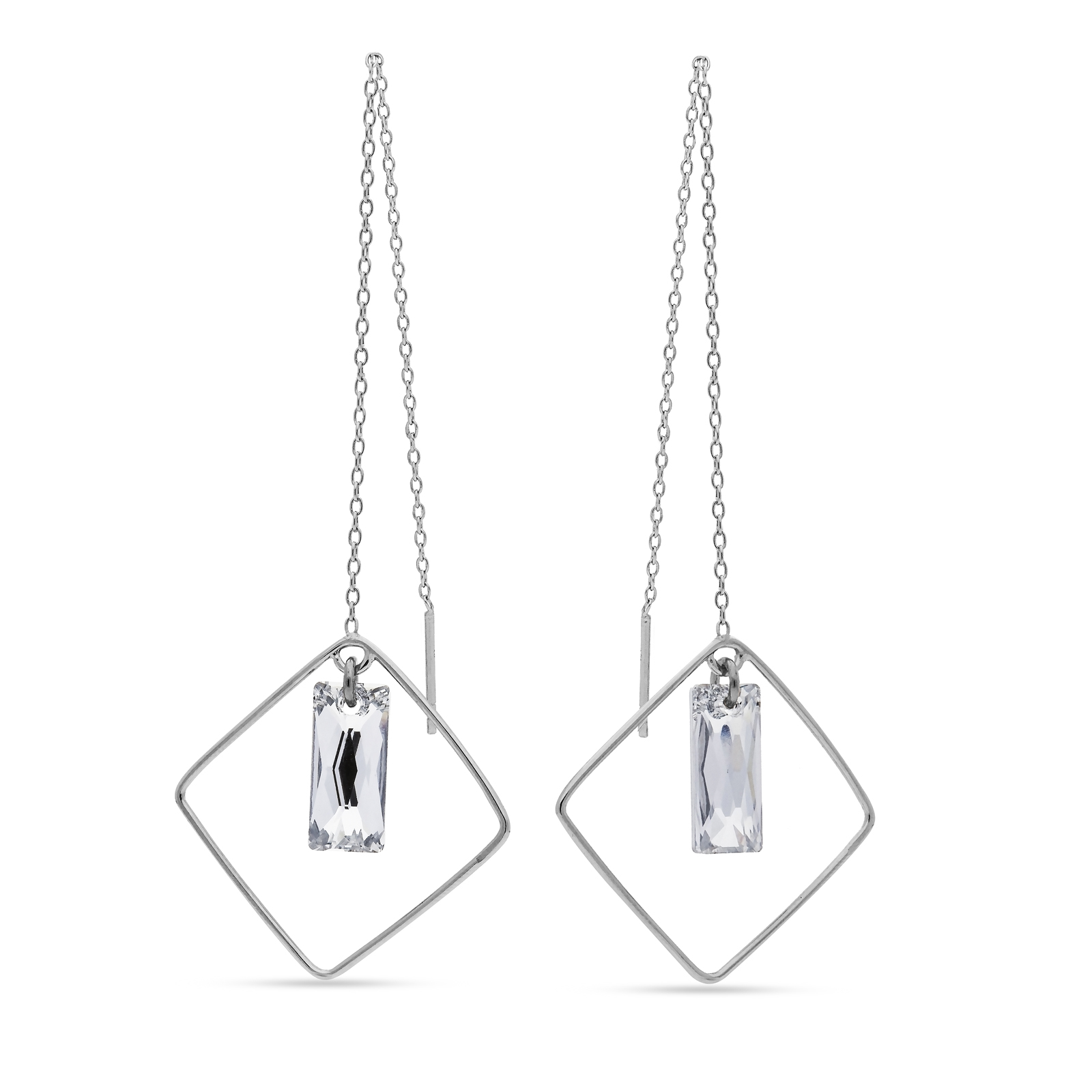 

Серебряные серьги-продевки SPARK Nixa Square со Swarovski модели KWSQ646513C