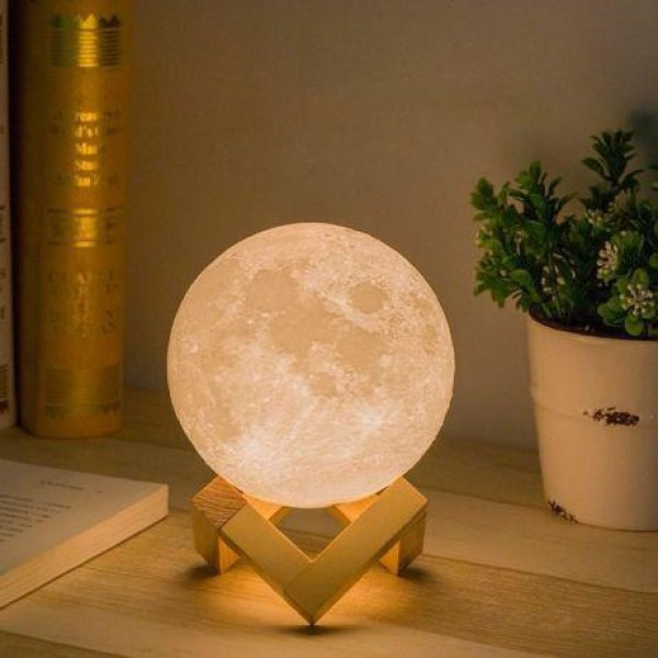 

Ночник декоративный настольный Луна аккумуляторная 3D Moon Light 15 см диаметр с USB-кабелем сенсорный пульт в комплекте