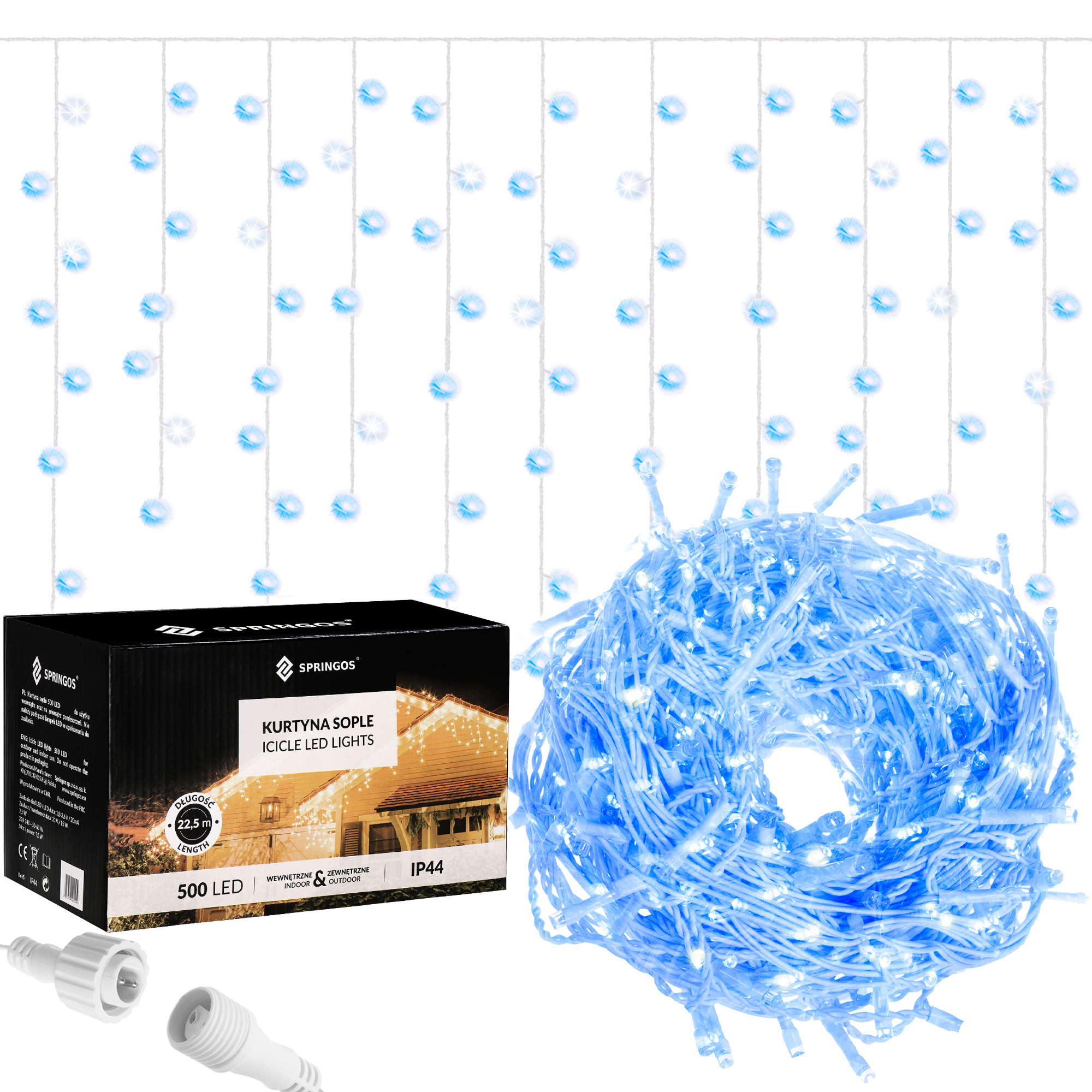 

Гірлянда бахрома вулична (зовнішня) Springos 20 м 500 LED + Flash CL0518 Blue