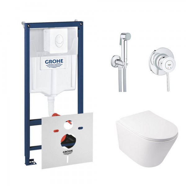 

Комплект инсталляция Grohe Rapid SL 38722001 + унитаз с сиденьем Qtap Swan QT16335178W + набор для гигиенического душа со смесителем Grohe BauClassic 2904800S