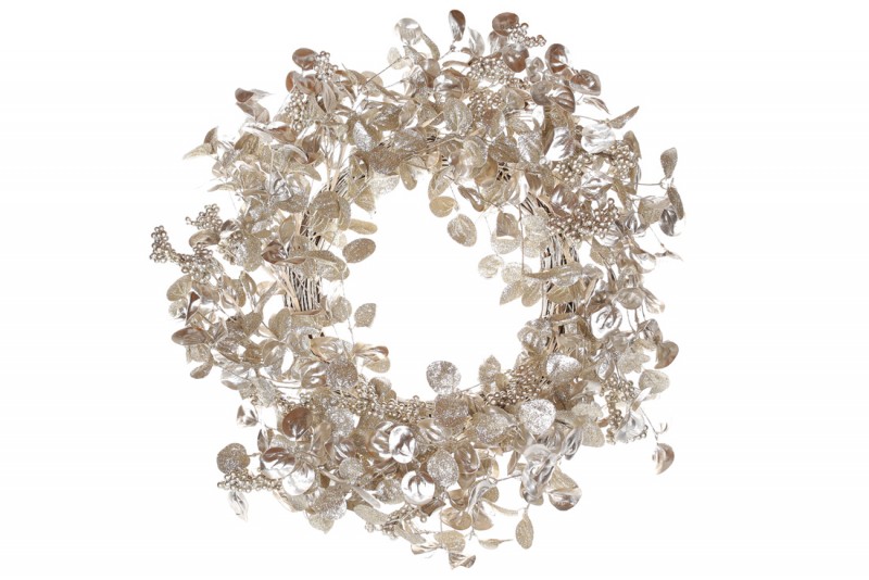 

Декоративный венок Bon из листьев и ягод, 70см, цвет - шампань LD5-408 (IR06407)