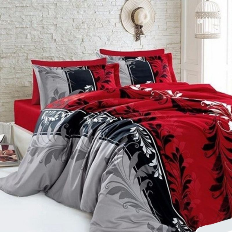 

Набор постельного белья 10050 Time Textile 180х220 см Серый, Красный, Черный