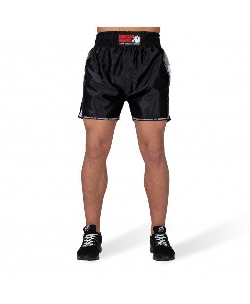 

Шорты для тайского бокса и кикбоксинга Gorilla Wear Henderson Shorts XL Черно-серые (9094390804)