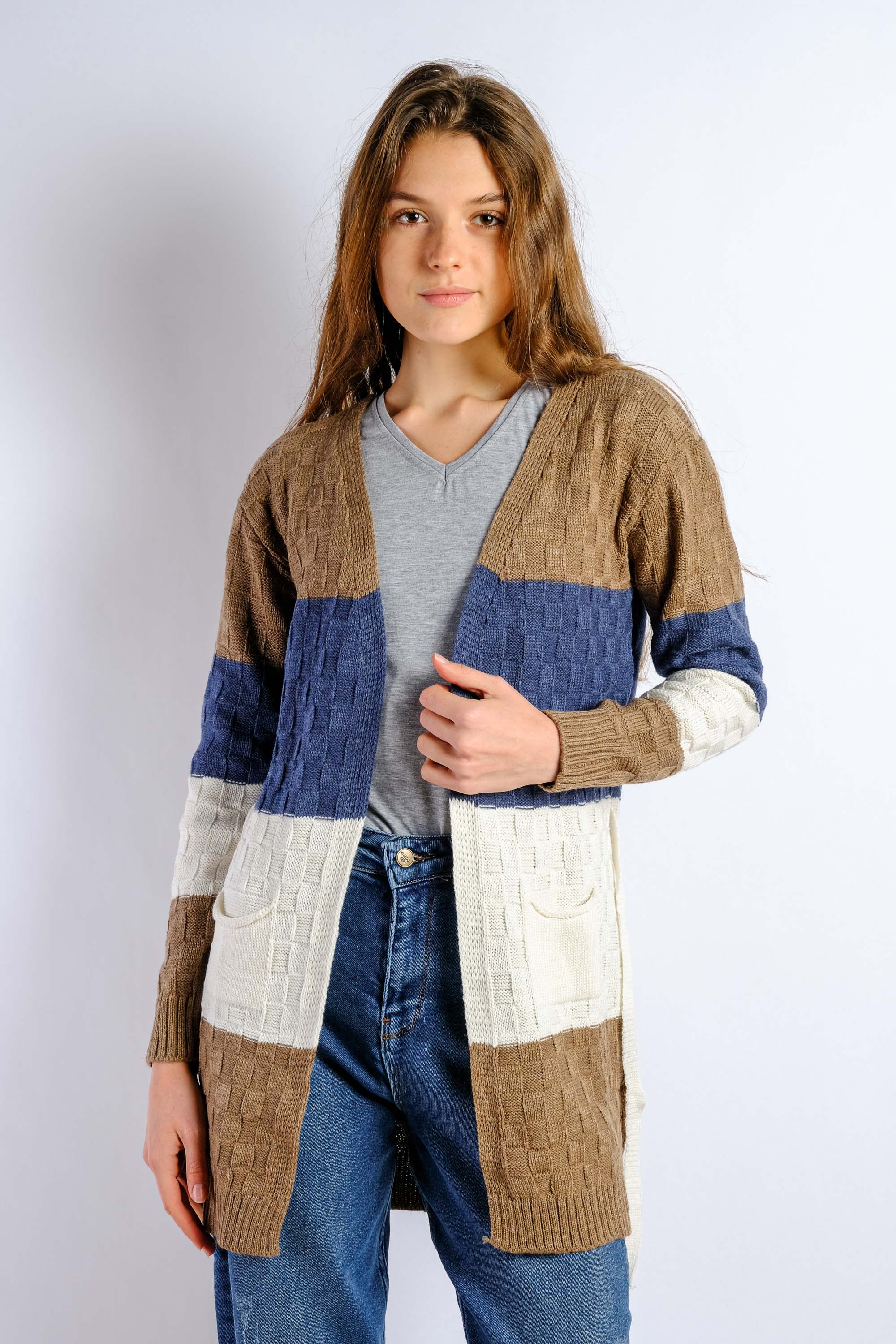 

Кардиган женский Time of Style 85F521-6  Коричневый/джинс, Кардиган женский Time of Style 85F521-6 One size Коричневый/джинс