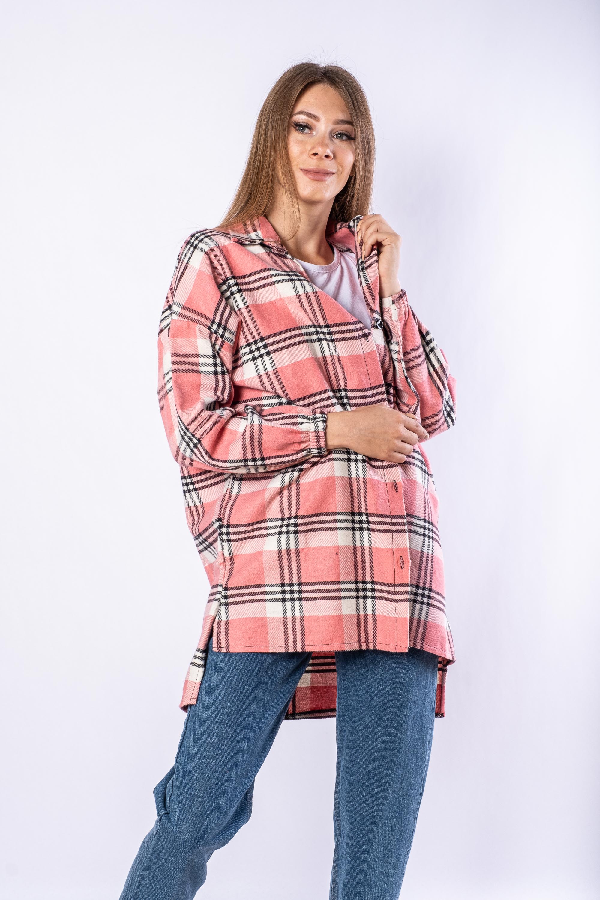 

Рубашка женская Time of Style 632F019-6 M Розово-молочный