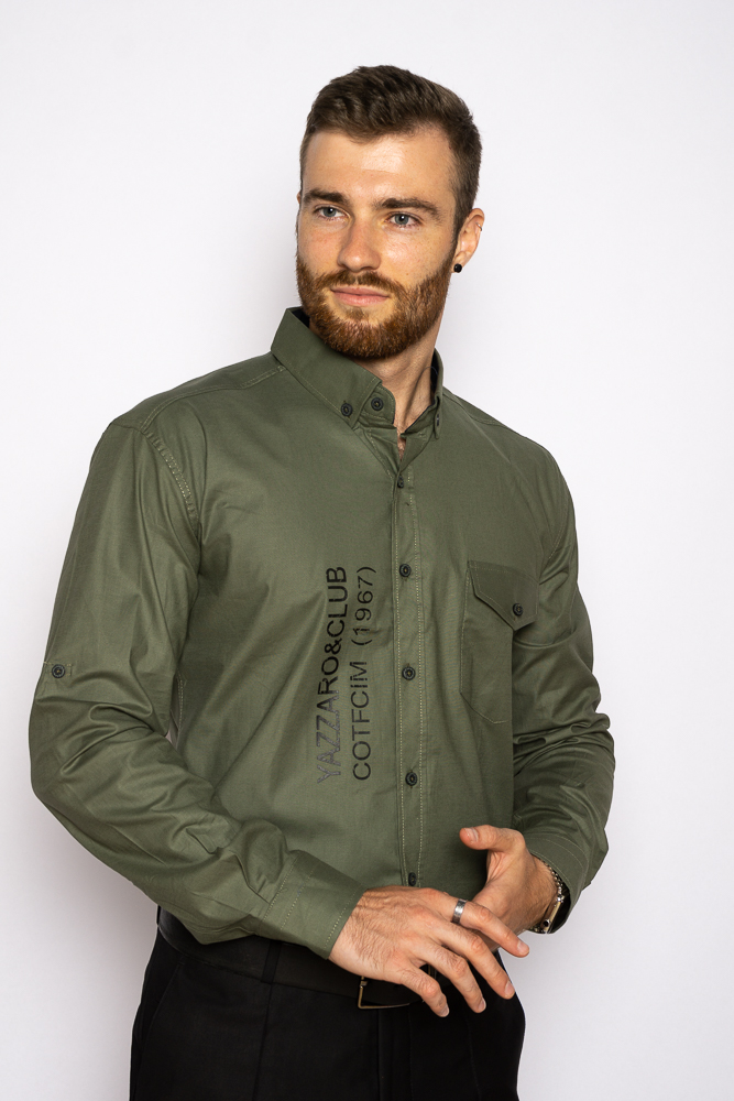 

Рубашка с принтом на груди Time of Style 644f016 XXL Хаки