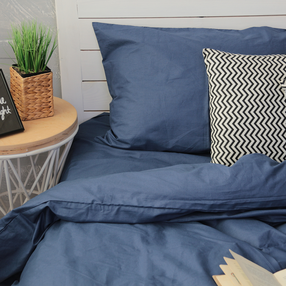 

Комплект постельного белья Полуторный 155x215 "Хлопковые Традиции", поплин, PF31 Деним