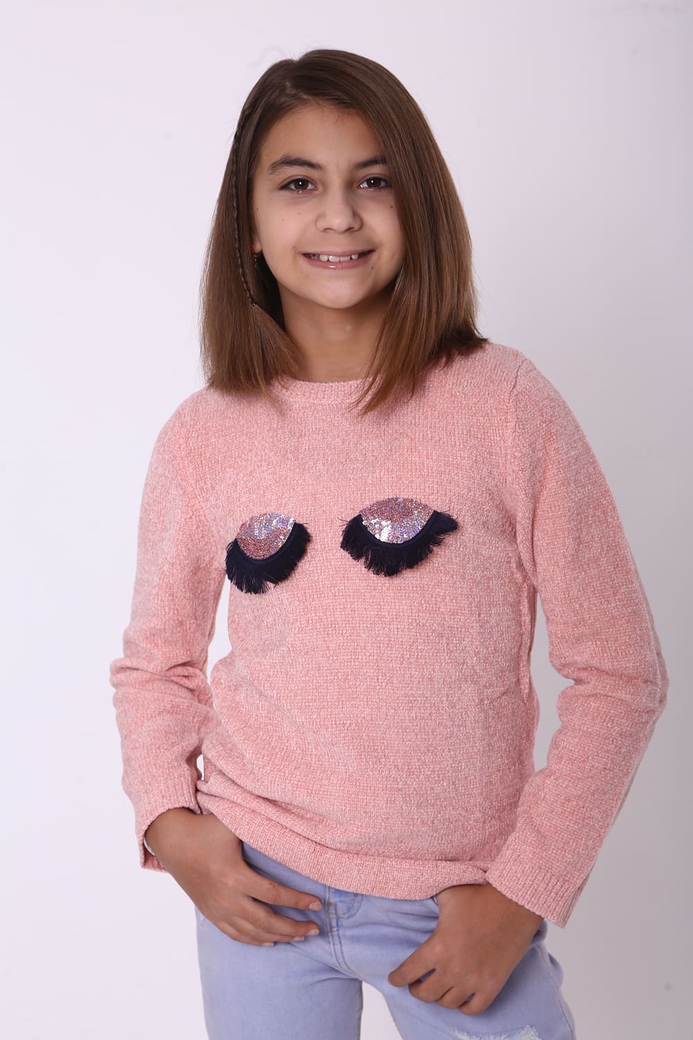 

Свитер Breeze girls & boys с ресничками розовый 152