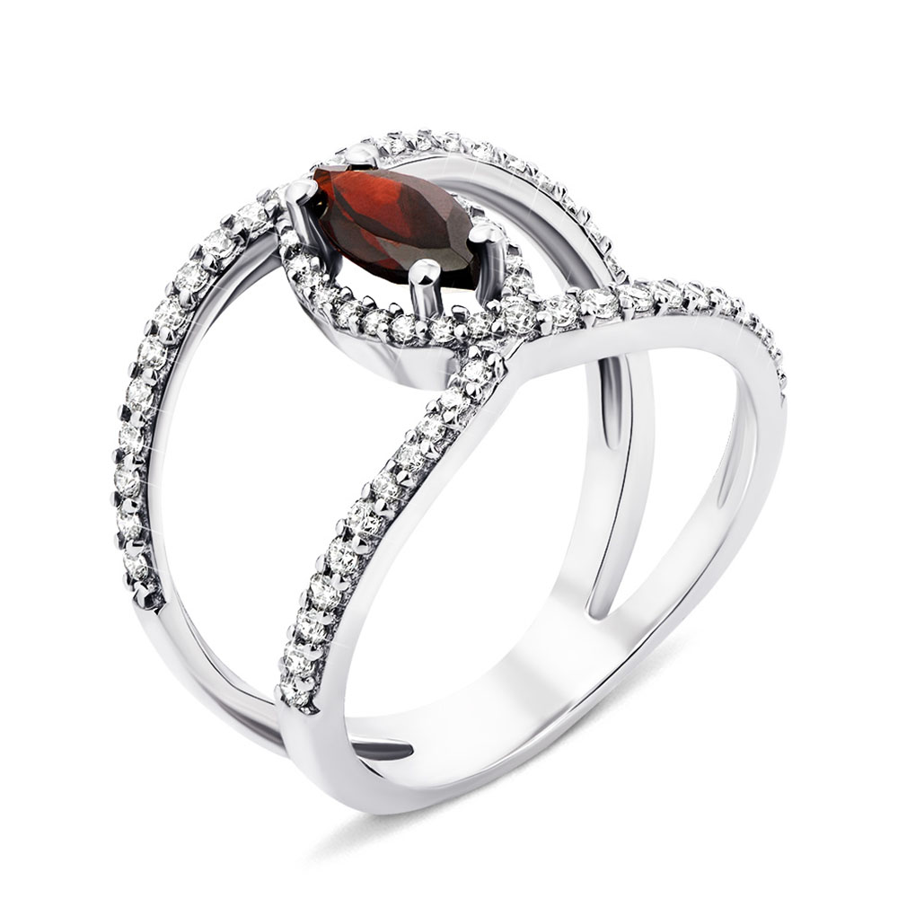 

Серебряное кольцо с гранатом и фианитами 000122910 16.5 размера