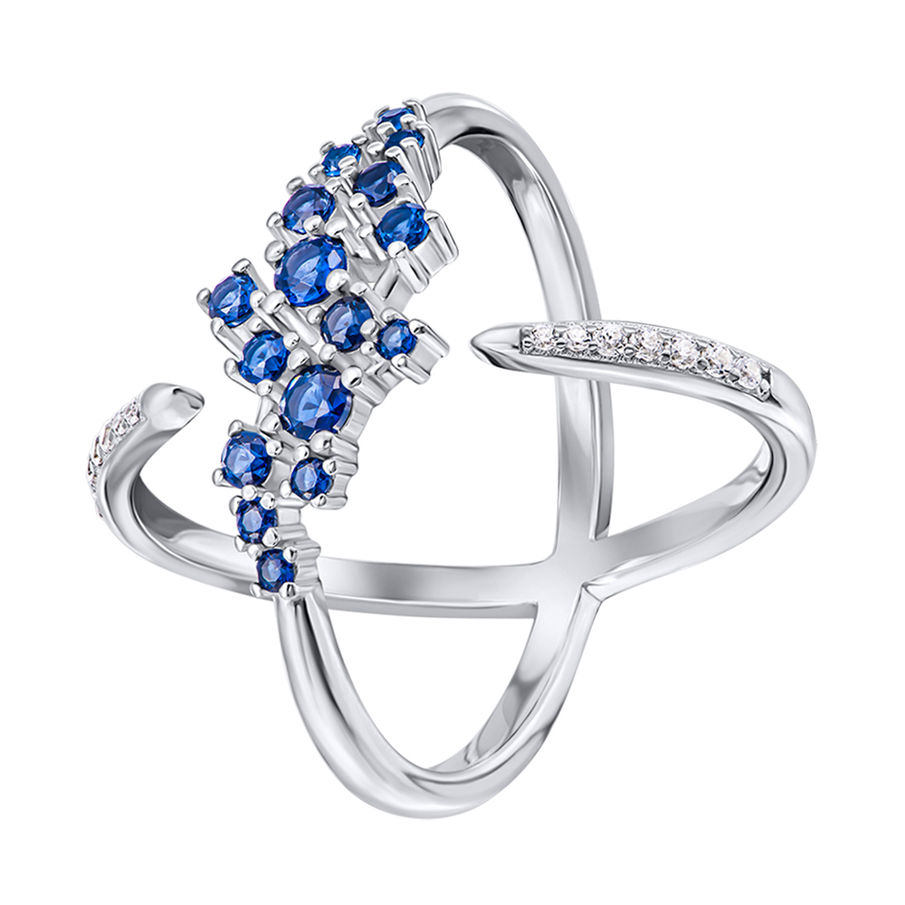 

Серебряное кольцо с синими фианитами 000133959 16.5 размера